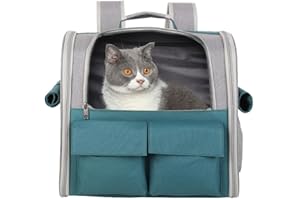 KIEPOAR Pet Carrie Large Portable Backpack for Cat Puppy Dog up to 10kg - Capsule Breathable Travel Rucksack with Ventilated Mesh 3 Side Entry Top-Opening Foldable, Airline Approved for Outdoor Daily Use