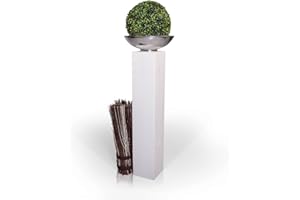 moebel-eins Blumensäule Fichte massiv Dekosäule Holzsäule Säule Landhaus Design, Weiss, 17x17 cm, 100 cm