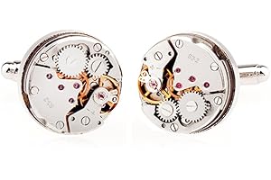 HONEY BEAR Męskie spinki do mankietów w stylu vintage z pudełkiem prezentowym, okrągłe, Stal nierdzewna, bez kamienia