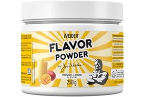 ‎WEIDER Weider Flavor Powder - Kalorienarmes Geschmackspulver für köstliche Süßspeisen - Mit Quark, Jogurt oder Eiweißpulver mischen - Vegan, Zuckerarm - 250 g - Mango Lassi