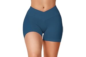 YEOREO V Cross Women Gym Shorts 3.5'' High Waist Crossover Sport Shorts Scrunch Butt Seamlesss Workout Yoga Shorts