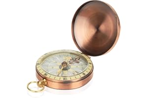 DAUERHAFT Bussola per orologio da tasca, bussola per orologio da tasca con coperchio a vibrazione in metallo retrò vintage, bussola leggera e compatta portatile, strumenti di navigazione all'aperto pe