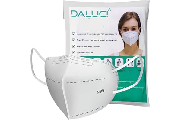 Daluci Anti Pollution N95 Reusable Unisex Non Woven fabric Face Mask, Ear Loop Style (Pack of 10) Protective Fold Flat Mask With 5 Layered Filtration, Without Valve