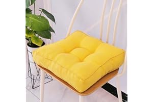 PING BU Cojín de asiento para silla de comedor, 45 x 45/50 x 50 cm, 8 cm de grosor, cojín de silla de algodón suave para oficina, hogar, jardín (45 x 45 cm, amarillo)