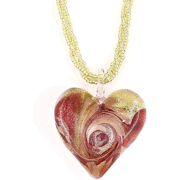 Collana antca vntage con grand oval n vetro rosa d MURANO