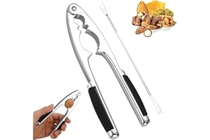 Qeioauek Nussknacker,Edelstahl Nussöffner,Maronizange,Multifunktionaler Nussknacker,mit 1 Pcs Edelstahl Gabeln,für Maronen, Haselnuss, Walnuss, Meeresfrüchte