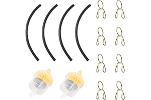 Iyowei Filtre Essence Moto, Universel Filtre Essence Tondeuse 2 Pièces Filtre Carburant + 4PCS Conduite de Carburant + 10PCS Collier de Serrage pour Voiture, Moto, Tondeuses à Gazon