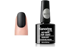 Kanorine Matte Top Coat,Gel Nail Polish No Wipe Matte Finish, Transparent Matt top coat,Soak Off Nail Lamp Nail Art Manicure Salon DIY