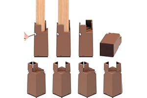 AIRUJIA 8 Packs Upgraded Furniture Risers with Screw Clamp, Adjustable Bed Riser Fits Square/Round Chair Leg Diameter from 0.8 to 1.6 Inch, 4 Inch Lift Heavy Duty Bed Risers for Sofa Desk Table Brown