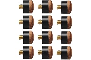 EIHI 12 Stück 12 mm Pool Cue Spitzen, Billard Zubehör, Harte Billard Queue Spitzen Messing Schraub-ersatz Tipps, Braun Spitzen Set