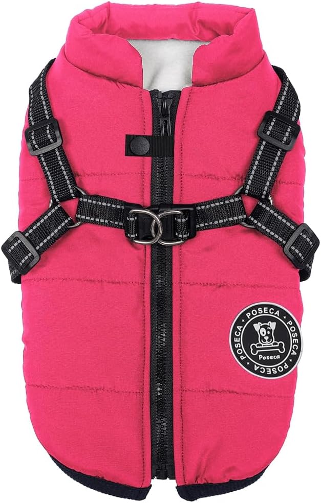 Poseca Waterproof Winter Coat for Small Dogs - Warm Vest Jacket with Harness for Small Medium Large Dogs