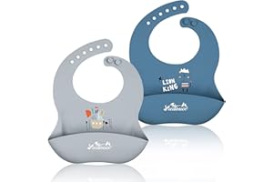 Viedouce Baberos Silicona para Bebés - Impermeables Baberos Alimentación de Silicona con Bolsillo para Recolector Migas de Alimentos,baberos de silicona bebe para Niñas y Niños,Fácil de Limpiar