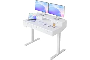 HUANUO Skrivbord sittande stående lådor 120 x 60 cm justerbar höjd