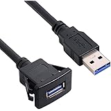 Cablecc Câble auxiliaire USB 3.0 étanche pour Tableau de Bord 1 m
