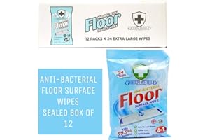 GREENSHIELD Green Shield Wipes Antibacterial Bulk Floor Surface Cleaning 4 in 1, 12 Packs Total 288 Wipes Full Sealed Box