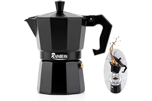 RAINBEAN Cafetière Italienne 3 Tasses/150 ml, Aluminium, Expresso Moka - Cafetiera pour café Latte Mocha Cappuccino Macchiato Cafetières Cubaines