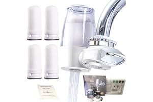 TOOSOAR Wasserhahn Filter,Kalkfilter Wasserhahn,Trinkwasserfilter System,Wasserreinigung der Klasse 8,mit 4-Filterelementen,Transparenter Körper,Geeignet für die meisten Armaturentypen