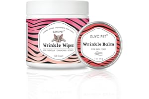 GJYC PET Wrinkle Wipes + Wrinkle Balm for Dogs | Bulldog, French Bulldog, Pug, English Bulldog | Cleans & Soothes Wrinkles, Folds, Tear Stain, Tail Pockets & Paws