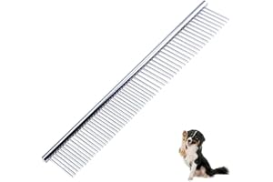 AZWOOD Peines para perros 2 en 1 de acero inoxidable para mascotas, peine profesional para perros y mascotas, peine de acero redondeado, para cuidado de mascotas, peine para gatos para eliminar