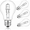 E27 42 Watt Halogen Classic Clear Light Bulb, Globe A55 E27 Dimmable ES Edison Screw Bulb, Warm White 2700K, Halogen GLS E27 Bulb for Chandelier, Table Lamp, Wall Lamp, 650LM, AC220-240V, Pack of 4