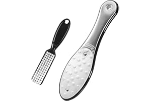ANRUI Lima per piedi in acciaio inox professionale a doppia faccia, spazzola per la rimozione dei calli per piedi, strumenti per pedicure per piedi bagnati e asciutti, con spazzola – testa rotonda