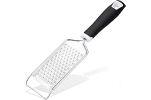 Rainspire Professional Cheese Graters for Kitchen Stainless Steel Handheld, Metal Lemon Zester Grater With Handle For Cheese, Chocolate, Spices, Kitchen Gadgets And Tools, Soft Grip Handle, Black