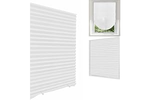 MARITOWN Temporary Blinds for Windows,No Drill Blind Stick on Curtains for Bedroom Kitchen Bathroom Windows,Light Filtering Privacy Protection,Easy to Cut and Install with 2 Clips,White,60x150CM