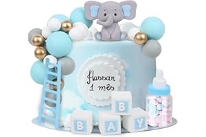LARDUX 24 PCS Baby Shower Cake Decorations-Bear Cake Decoration DIY Cake Balls Decoration for Baby Boy Girl Birthday Party Gender Reveal Bear Baby Shower Cake Decor-Blue