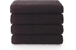 Top Towel - Plus - Serviettes de Bain - 4 Serviettes de Visage ou Bidet - 30 x 50 cm - 100% Coton - Noir