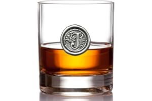 ENGLISH PEWTER COMPANY SHEFFIELD, ENGLAND English Pewter Company 11oz Whisky Glass Tumbler with Monogram Initial - Personalised Gift with Your Choice of Initial (J) [MON110]