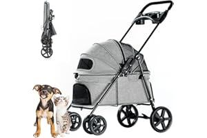 Nastarki Hundewagen Faltbarer Hundebuggy Hundebox Transporttasche bis 15 Kg Haustier Buggy mit Netzfenstern Haustier Transportwagen Hunde Jogger Buggy Katzen Wagen (GRAU)