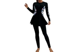 IBAKOM Women's Muslim Swimwear: Long Sleeve Burkini 2 Pieces Full Cover Modest Swimsuit Rash Guard Wetsuit Bathing Suit- Islamic Swimming Costume