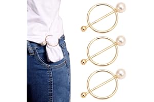 VASANA 5PCS Gold Zinc Alloy Pearls Round Scarf Clips Scarf Ring Buckle Silk Scarf Clasp Women Girls Fashion Decoratice Accessories for Clothing Neckerchief T-Shirt Shawl