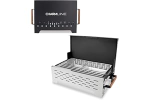 Charmline 42 * 33cm Barbacoa de Carbón Portátil Plegable, Barbacoa Carbon Pequeña Para Uso en Exteriores,Parrilla de Barbacoas Para Camping, Picnics, Jardines y Fiestas en La Playa, Negro