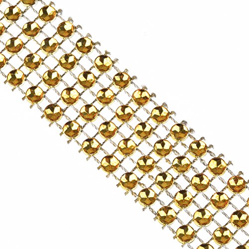 eBoot 4 Row 10 Yard Acrylrhinestone Diamant Band für Hochzeitstorten, Geburtstagsdekoration, Baby Bad Veranstaltungen und Kunsthandwerk Projekt (Gold) - 4