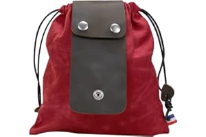 ZHAOCO Canvas Foraging Pouch for Hiking, Collapsible Leather Belt Pouch Waist Bag with Drawstring & Buckle, Multi-Purpose Storage Bag for Outdoors Camping, Easy Looping Around Belts