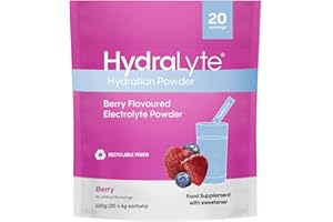 Hydralyte Effervescent Electrolytes Powder Sachets - 20 Flavoured Sticks - Rapid Rehydration - Prevent Dehydration - Achieve Optimal Hydration (20 Sachets, Berry)