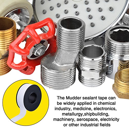 Mudder 5 Rollen 19 mm Breite 20 m Länge Industrielle Dichtband PTFE Tape für Rohrverbindungen, Schwarzer Rolle - 5