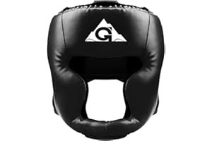 GROOFOO Casque de Boxe en Cuir synthétique pour Enfants et Adultes,Casque Boxe pour l'entraînement, Le Kickboxing, Le MMA, Le Muay Thai, Le Sparring, Les Arts Martiaux, Le karaté, Le Taekwondo