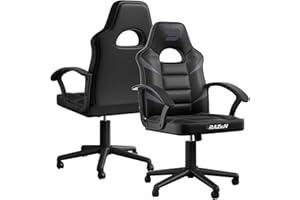 BraZen Ergonomic Office Gaming Chair for Adults Computer Adult Gaming Chair PC Red Mid Back Computer PC Ergonomic Video Gamer Chairs For Adults - Valor Grey