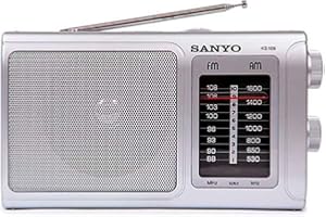 JG PANASOUND SANYO KS109P Radio Analógica Sobremesa Am/FM Red y Pilas. Color Plata