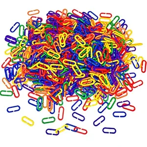 JIALEEY 600 Piece Plastic C-Clips Hooks Chain Links Rainbow C-Links Children's Learning Toys Small Pet Rat Parrot Bird Toy Cage
