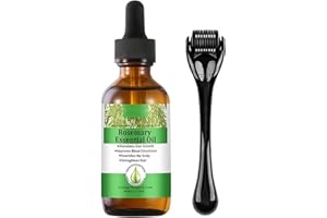 Okaywork Huile essentielle de Romarin+ 0.5mm dermaroller cheveux rehaussement cils pour la croissance des cheveux, les soins de la peau, la croissance des sourcils et cils pour l'Aromathérapie (2pcs)