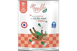 Happylal Baby Repas Halal Bébé 12 mois | Céleri-Rave, Veau | Petits pots Certifiés Halal | Diversification alimentaire bébé | Fabriqué en France | Lot 10 x 220g