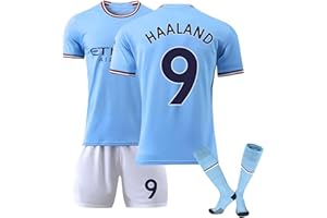 WatSKY 2023/24 Fußball Trikot Kinder Erwachsene Nr.9 Nr.7 Nr.10 Nr.17 Nr.47 Football Trikot Set Blau Fußballtrikot, UK Football Kit for Kids Children Soccer Jerseys Football Strip for Junge