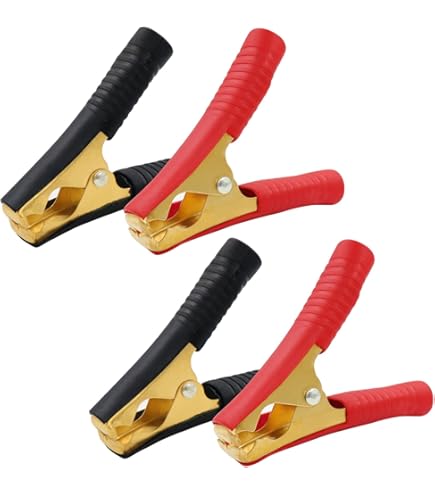 Pinces Crocodiles Isolées – Lot De 8 Rouge Et Noir – Pour Batterie Voiture, Tests électriques – Taille Compacte 7x4 Cm