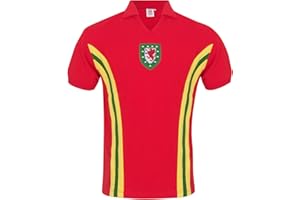 WALES F.A. Wales Cymru FAW Official Gift Mens Retro 1958/1976/1984 Football Kit Shirt Red
