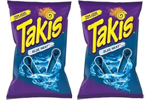 HEART FOR CARDS 2 x 100 g Takis Blue Heat Tortilla Chips - 2 Bulk Packs with Blue Hot Chili Pepper & Spicy Flavour