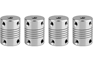 Jopto 4 acopladores de eje flexible de 5 mm a 5 mm, conector de unión de aleación de aluminio Compatible con Creality CR-10 CR-10S S4 S5 Makerbot RepRap Prusa i3 impresora 3D o máquina CNC