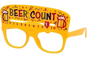 Folat 24085 Verres de fête - Comptoir à bière - "Beer count" - Jaune - Lunettes, soirée à thème, carnaval, verres pour la fête de la bière